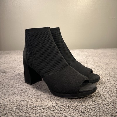 Eileen Fisher Croft Booties Womens 7.5 Black Knit Peep Toe  display picture 2