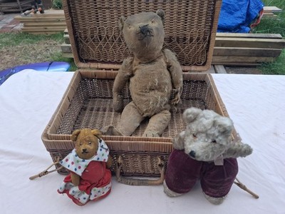 Interessanter Restposten X3 antike Teddybären, Display, Restaurieren, Ornament usw. 