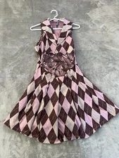 Luna Chix Pink and brown argyle mini dress #y2kfashion size L #165