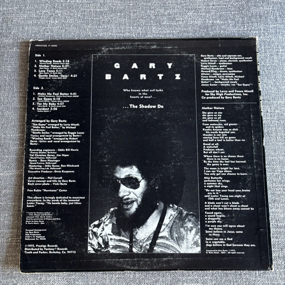 Jazz/Funk LP GARY BARTZ The Shadow Do PRESTIGE Promo! - Image 2 of 4