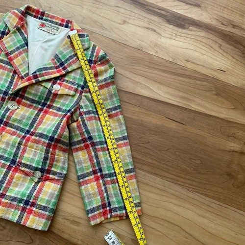 Vintage Boys Plaid Blazer Jacket Size 7 Multicolored Handmade 80’s - Picture 4 of 8