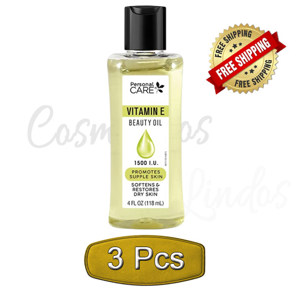 3Pc Personal Care Vitamin E Beauty Oil 1500 IU 4oz Dry Skin Moisturizer Body 4Oz