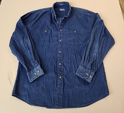 Pendelton Expedition Denim Blue Color Men's Long Sleeved Shirt- Large