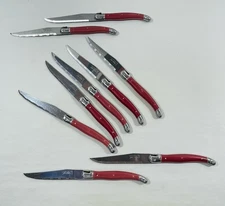 Set of 9 Laguiole Jean Dubost Serrated Steak Knives Handle France