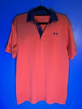 Under Armour Men's UA Playoff Polo Shirt Red/Navy Blue Size M Loose Heat Gear