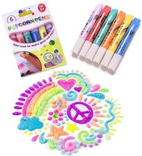 Puffy Pens for Girls,Bubble Pen,Popcorn Color Paint Pen,Print Bubble Pen Puff...