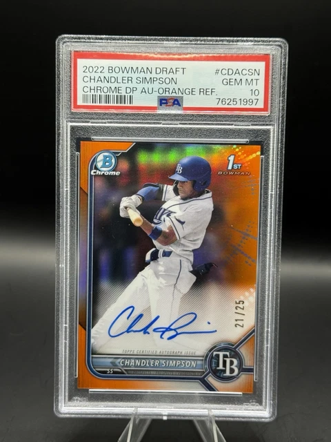 2022 Bowman Chrome Chandler Simpson Orange Refractor On Card Auto /25 🔥 🍊 Rays