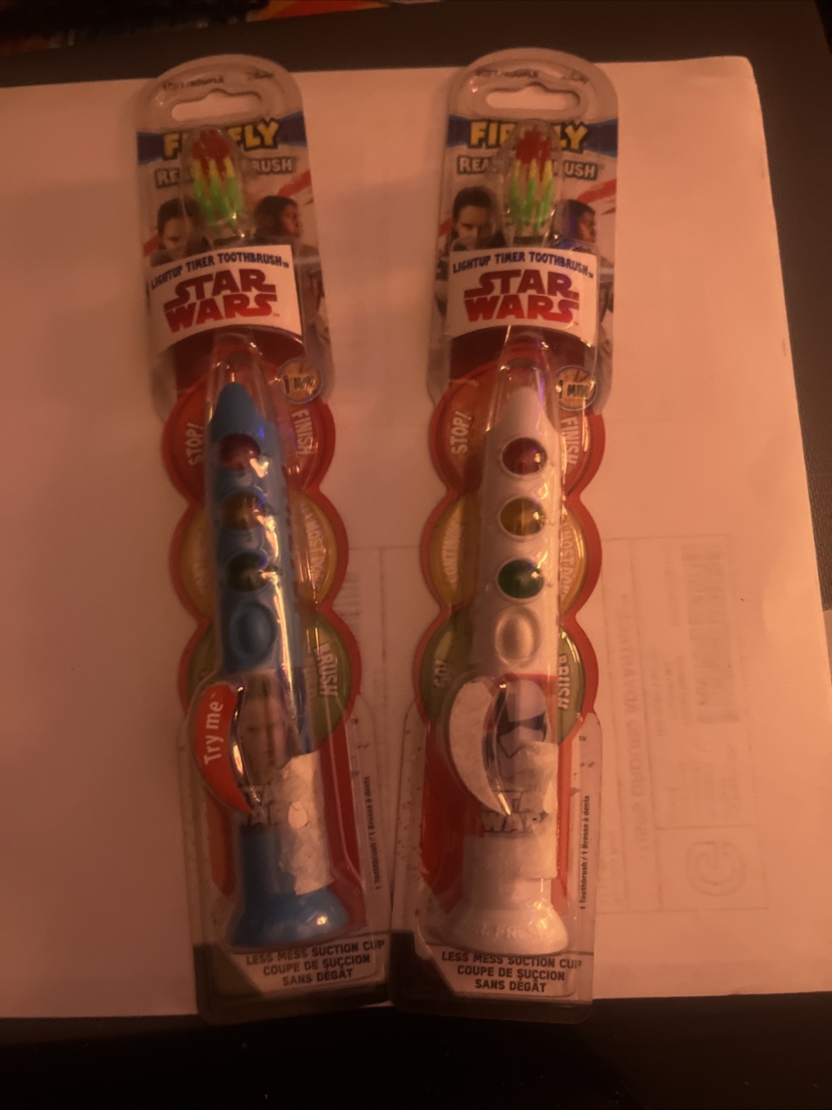 (2) Firefly Star Wars Ready Go Brush Light Up Timer Toothbrush, Soft