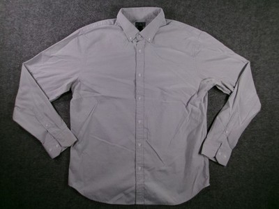Elevate Shirt Mens L Long Sleeve Button Down Collar Casual Dress Gray Oxford