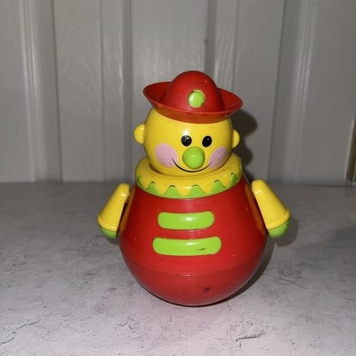 Vintage Roly Poly Multicolor Chime Ball Clown Toy