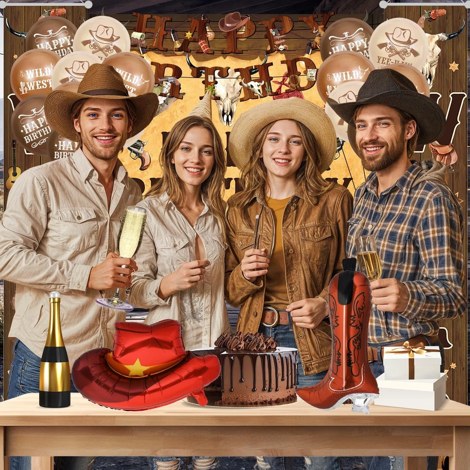 男式牛仔生日派对装饰女式西部牛仔派对用品... — 第 3/4 张图片