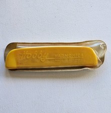 Vintage Hobby Harmonica Key C Made in Germany Yellow w/ Clear Case Untested