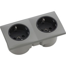 BERKER Integro Flow Doppelsteckdose  Edelstahl Effekt, Steckdose schwarz