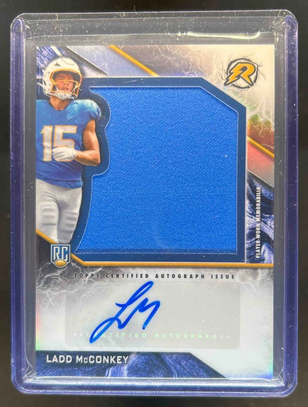 Ladd McConkey Topps Resurgence Rookie Patch Autographs #RPALM Lime Green Power Surge