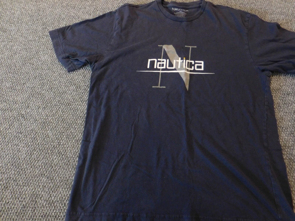 Camisa Hombre Nautica Grande Azul Logo Clásico Gráfico Informal Foto 3 de 4