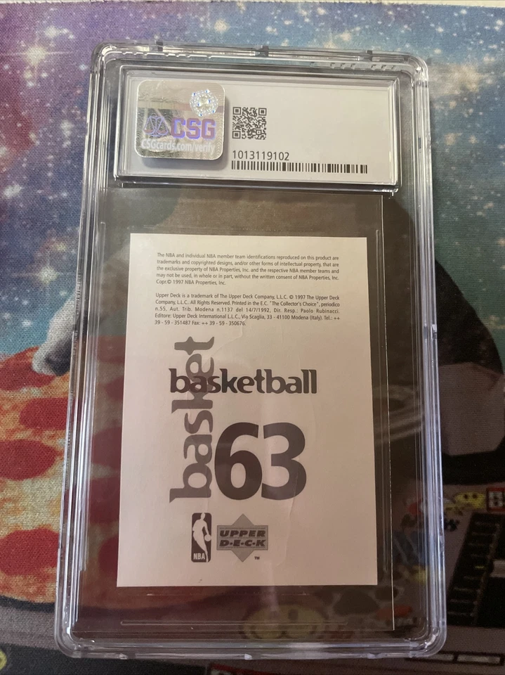 1997 年 UD 国际贴纸 Shaquille Shaq O’Neal 卡 #63 等级 8.5 CSG 出品 — 第 2/2 张图片