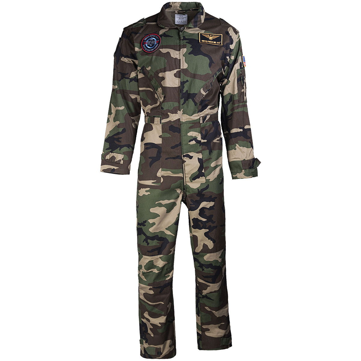 Mil-Tec US Flight Coverall with Patches Mens Flightsuit