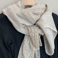 Donna Pizzo Sciarpa Scialle Stola Estate Cotone Lungo Rétro Beige Casual Rosa