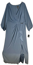 Adrianna Papell BlueBird Jersey Draped V Neck Long  Gown 20W MSRP $219 NWTS!