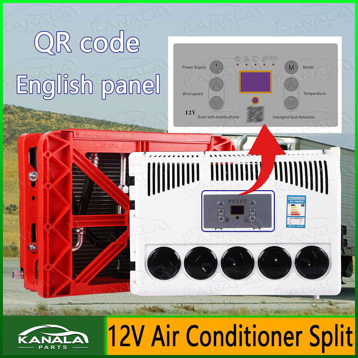 12V Truck Split AC 10000 BTU for Semi Bus RV Caravan  