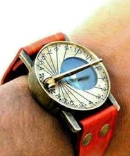 Reloj Pulsera Steampunk Latón Reloj de Sol Cuero Náutico