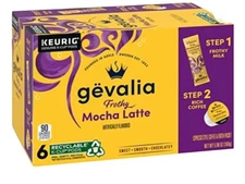 Gevalia Frothy 2-Step Mocha Latte Espresso K-Cup Coffee Pods & Froth Packets-6ct