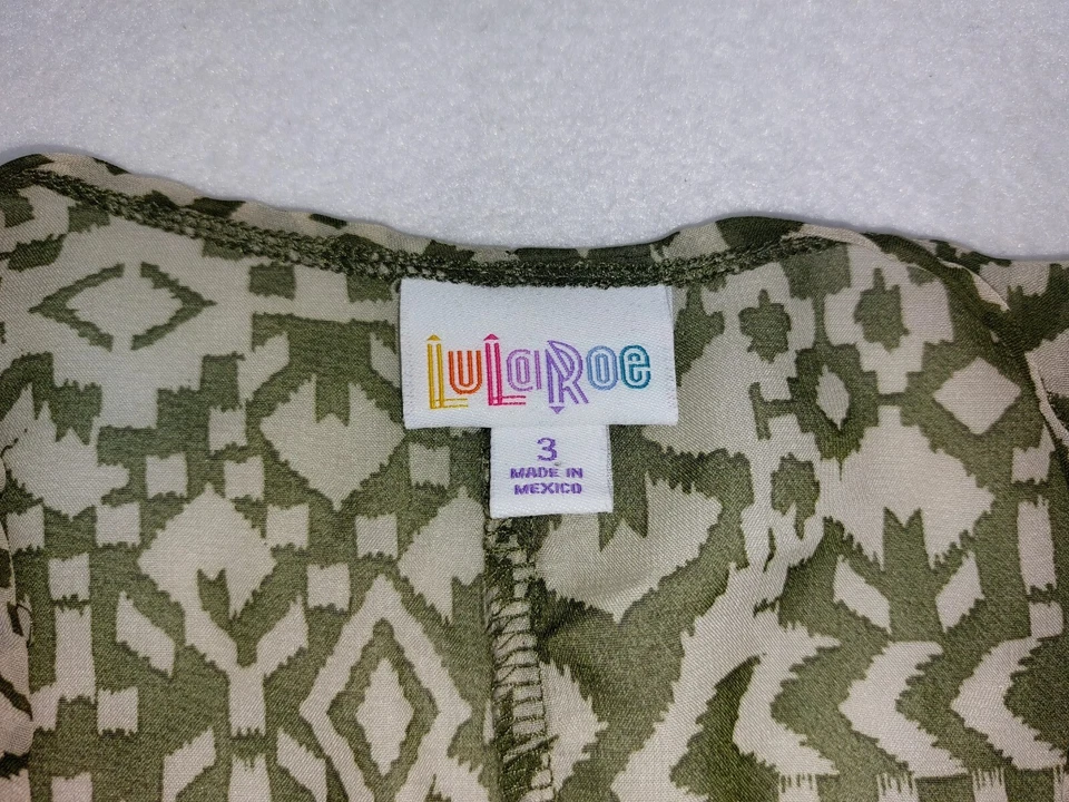 LULAROE Cardigan Top Girls Juniors Size 3 Sheer Short Sleeve Geometric Pattern - Image 4 of 4