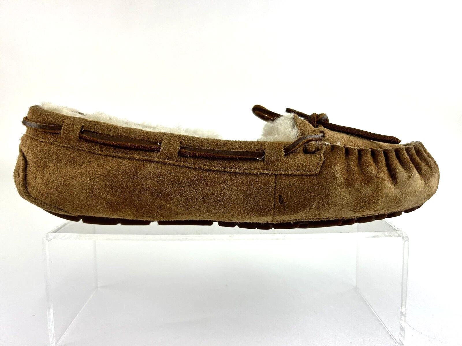 Mocassino UGG Australia scarpe pantofole donna pelliccia marrone foderato 2 occhi stringati 7