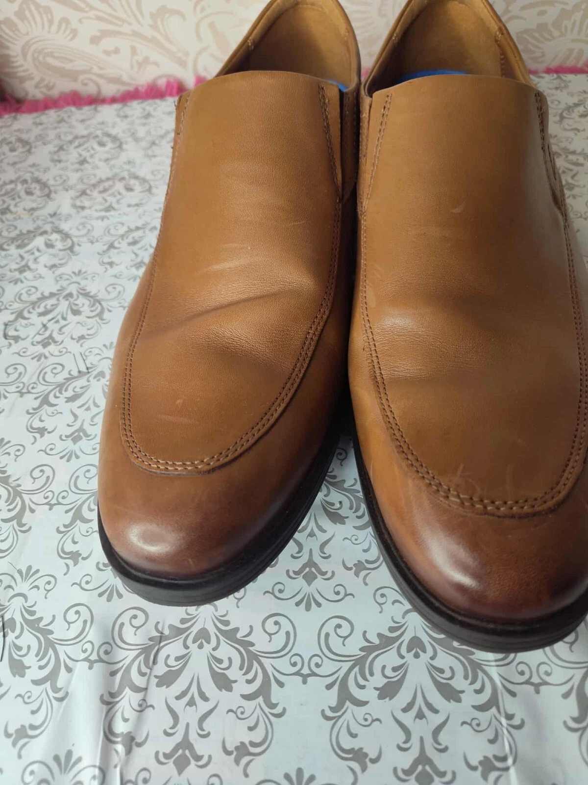 Mocassini Clarks da uomo in pelle Whiddon Step scarpe marrone scuro taglia 13 W