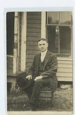 VINTAGE REAL PHOTO POSTCARD ~ RPPC ~ Gentleman in Sunday Best ~ Country 