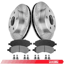 Front Drilled Rotors Ceramic Brake Pads for Dodge Ram Dakota Mitsubishi Raider