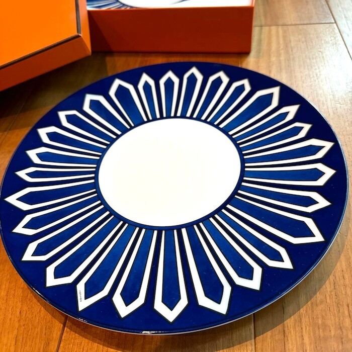 HERMES Bleus d'Ailleurs Dinner Plate Blue Tableware 2 set