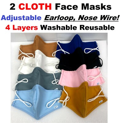 2 UNISEX CRC ADJUSTABLE Face Masks REUSABLE WASHABLE CLOTH MASK 4 LAYERS FASHION
