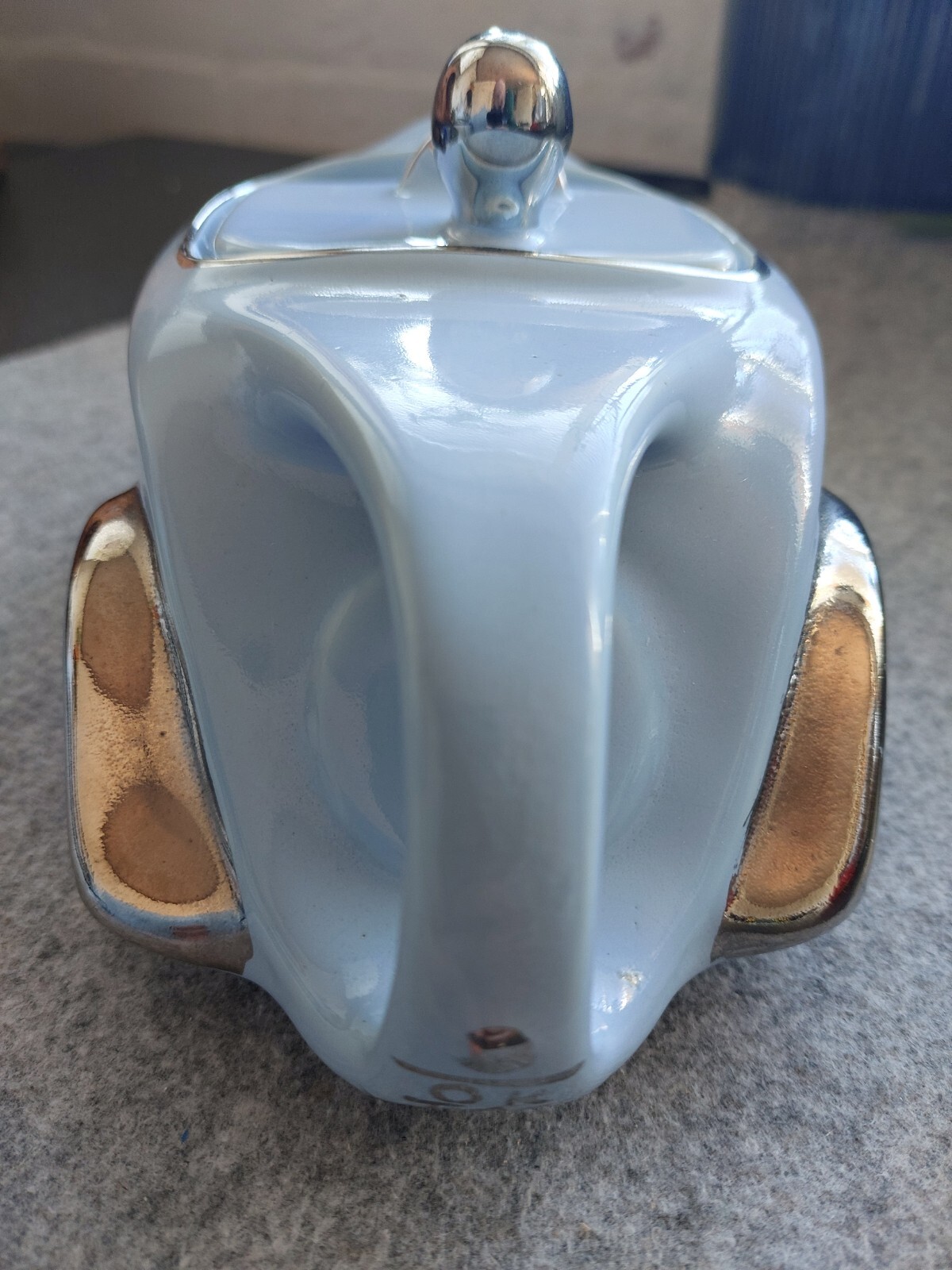 Slate Blue Sadler Racing Car OKT42 Teapot Ceramic Vintage rare Light