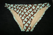  New Victorias Secret Exotic Aqua & Brown African Print Bikini Bottom XL X-Large