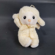 Vintage EDEN yellow lamb plush baby sheep squeaker sounds hanging loop toy
