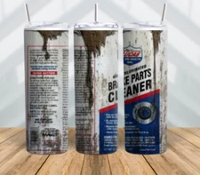 20 oz custom tumbler brake cleaner  new with lid and straw