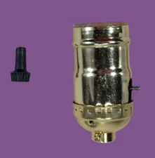 Commercial Electric 3-Way Brass Lamp Socket 2-3/4" Turn Knob 540 691