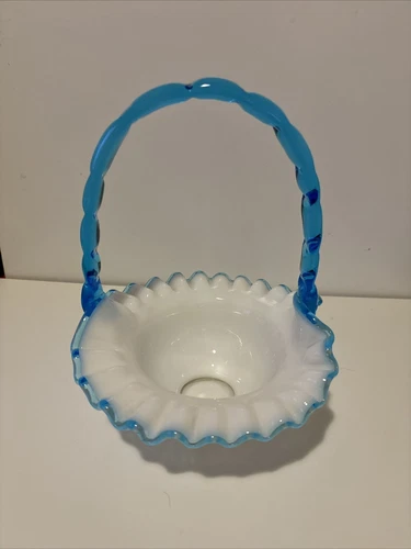 Aquacrest Glass Basket With Applied Handle