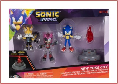 Sonic Prime NEW YOKE CITY Figure Collection SONIC + ROSE + TAILS + PRISM  NEW 