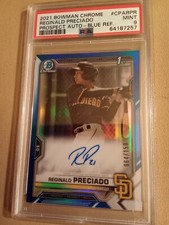 2021 Bowman Chrome Reginald Preciado #64/150 AUTOGRAPH BLUE #CPARPR Graded PSA 9