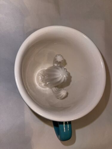 Cup “Creature Cups” Cactus in Cup Turquoise White Coffee Tea Mug Ceramic 11 oz