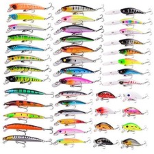 Aorace Fishing Lures Kit Mixed Including Minnow Popper Crank Baits Item-D 43pcs
