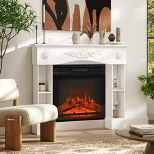 Baroque Fireplace Mantel, Fireplace Surround with Leg, White