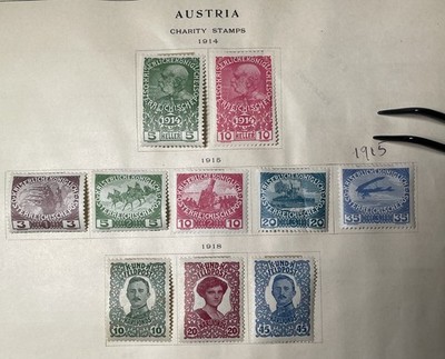 AUSTRIA: 1914 1915 1918 CLASSIC ERA STAMPS UNUSED SEMI POSTAL SET of 10