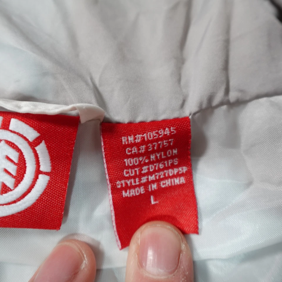 Chaqueta cortavientos Y2K Element para hombre grande gris con capucha 100 % nailon logotipo Street Rap Foto 4 de 4