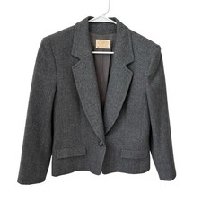 PENDLETON Blazer Women  s Size 10 Gray 100 VIRGIN WOOL Vintage Made in USA