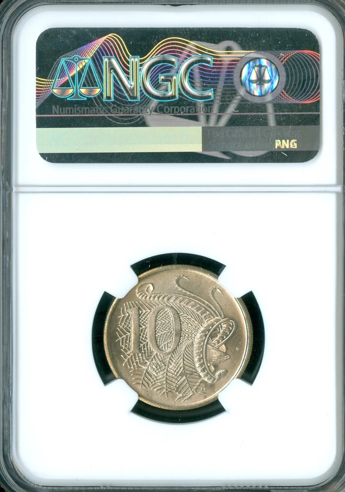 1966 (L) AUSTRALIA 10 CENTS NGC MS67 PQ 2ND FINEST GRADE MAC SPOTLESS  * - Image 2 of 2