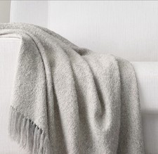 Restoration Hardware ITALIAN GARMENT-DYED ALPACA BOUCL  THROW 96  x70  FOG Preown