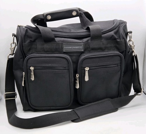 Eddie Bauer Travel Tote Carry On Duffel Weekender Bag Black Nylon Pockets Zipper